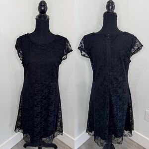 Amaranto Lace Midi A-Frame Black Dress (Sz 14)